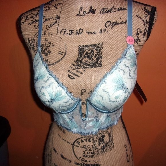 Youmita Blue Floral Longline Plunge 36B Bra NWT - Picture 5 of 9